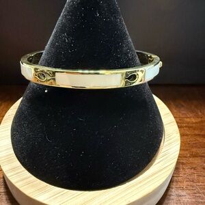 NEW Coach Signature Enamel Bangle Chalk Gold Tone size 7